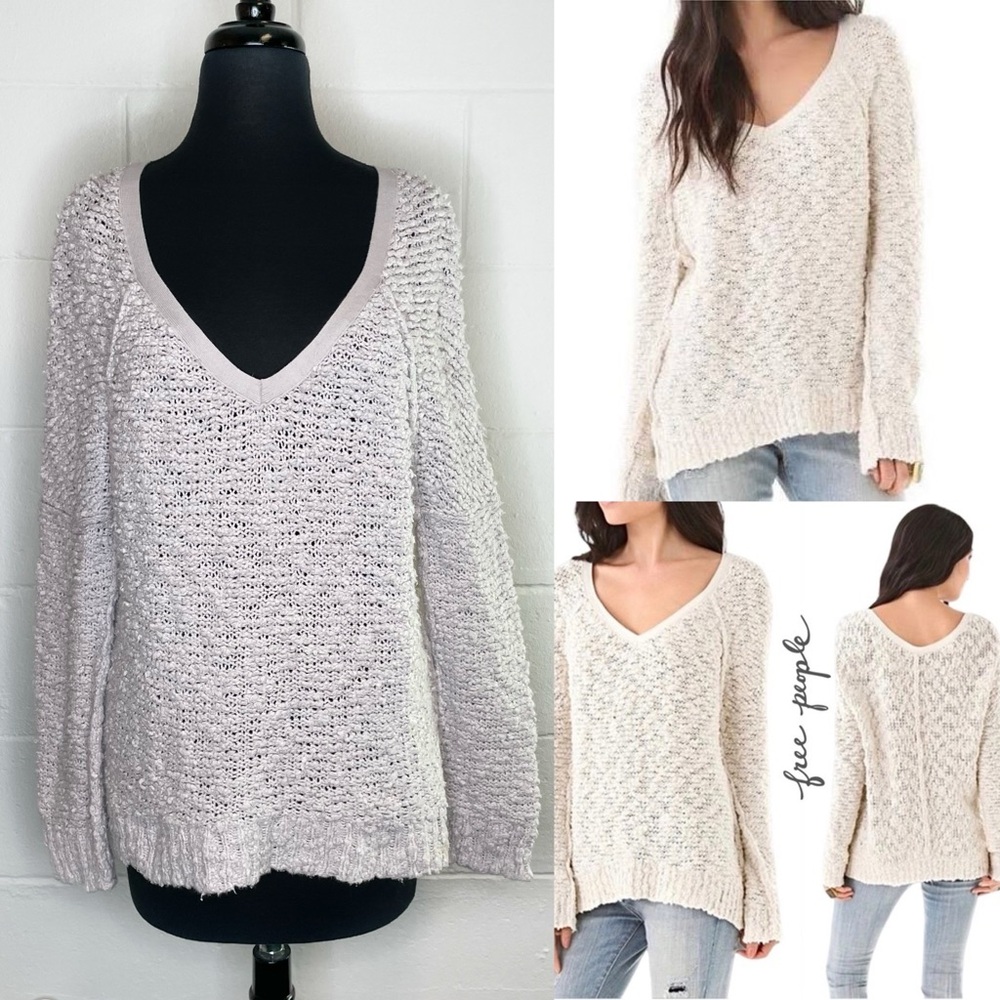 Free People Songbird Popcorn Open Knit Chunky Sweater